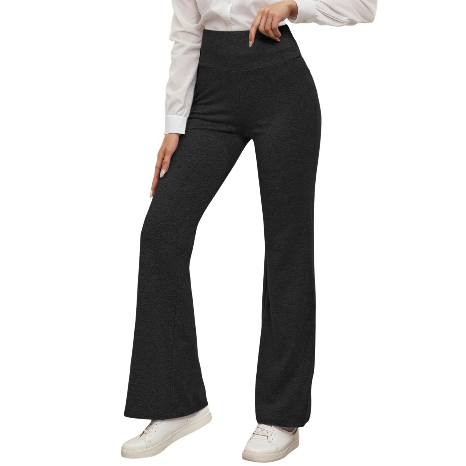 Pantalones de yoga acampanados para mujer con bolsillo trasero: cintura alta, moldean la silueta, tejido elástico para hacer ejercicio y llevar a diario